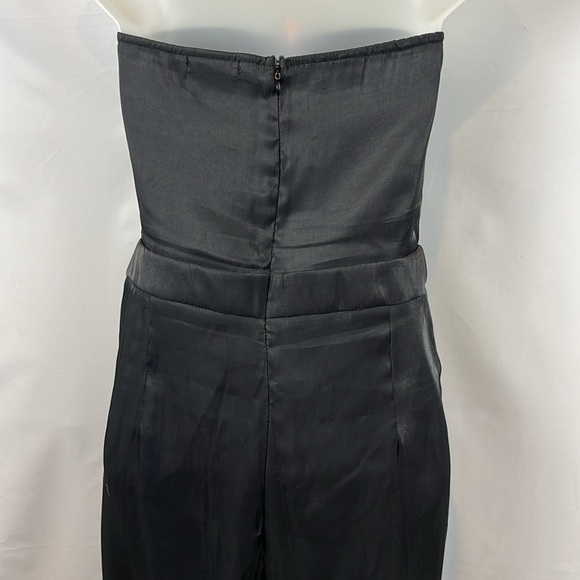 Nasty‎ Gal Black Satin Belted Strapless Jumper Jumpsuit with Ties Size 4 - Picture 11 of 16